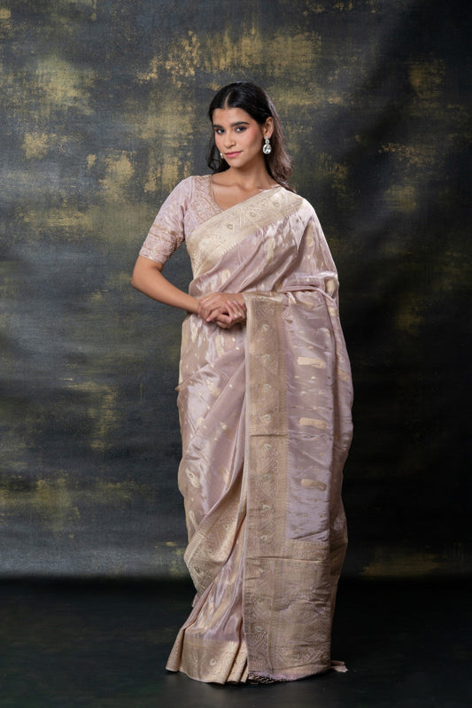 Mauve pink silk saree