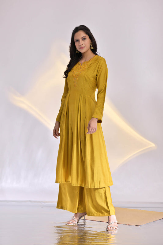 Alexa A-Line Kurta & Flared Palazzo Set With Dupatta