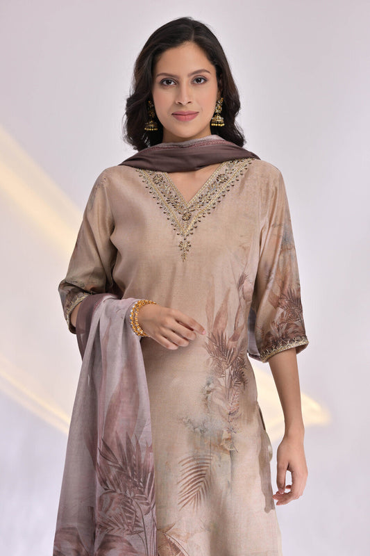 Simple Muslin Suit Set with Dupatta
