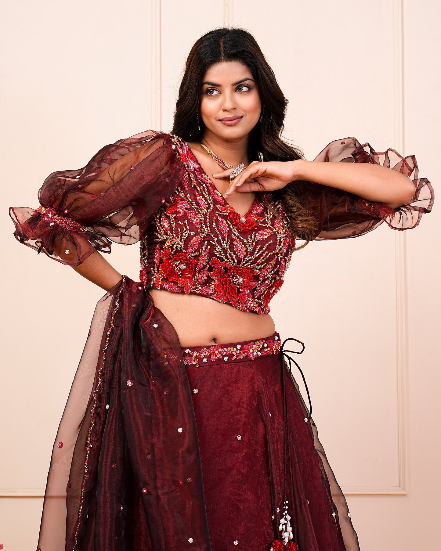 Heavy Embroidered Choli With Lehenga Dupatta Set