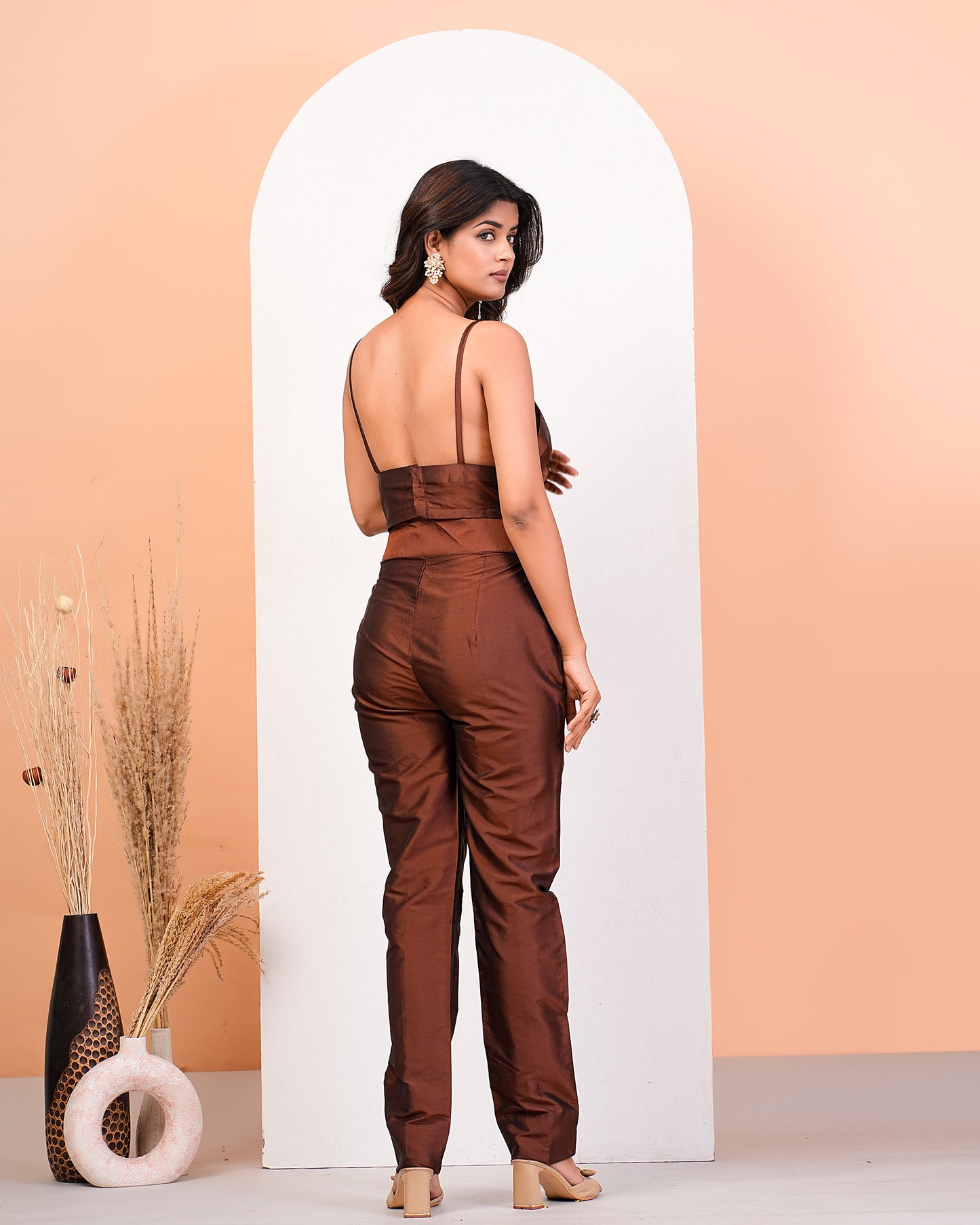 Earthen Brown Elegance Choli Pant Set