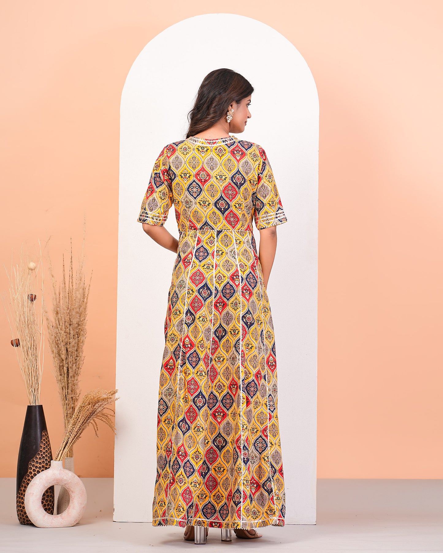 Sunburst Multicolored Printed Anarkali Suit Set