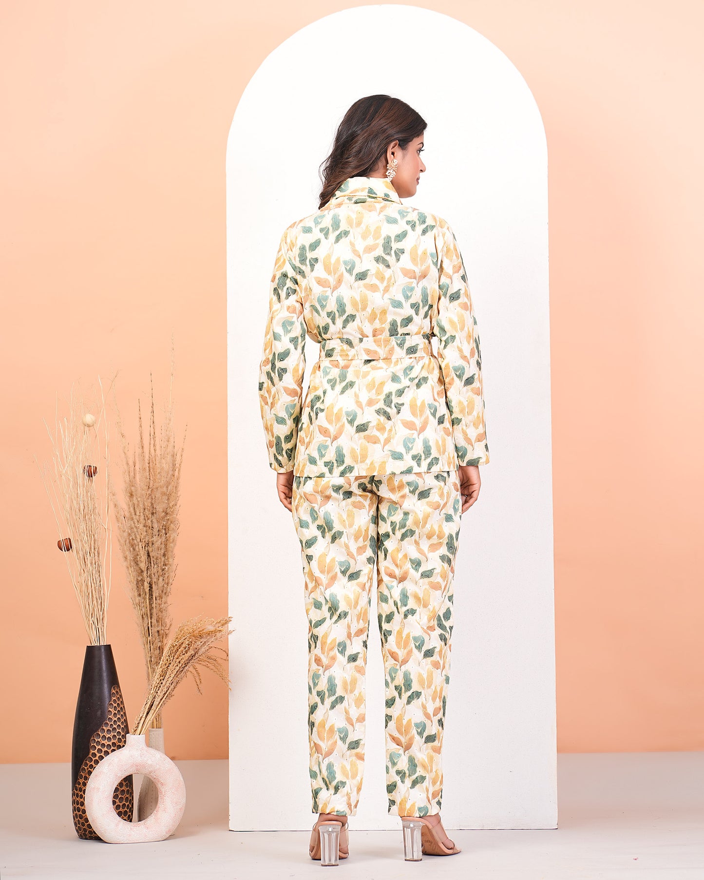 Schiffli Mutlticolour Printed Pant Suit Set