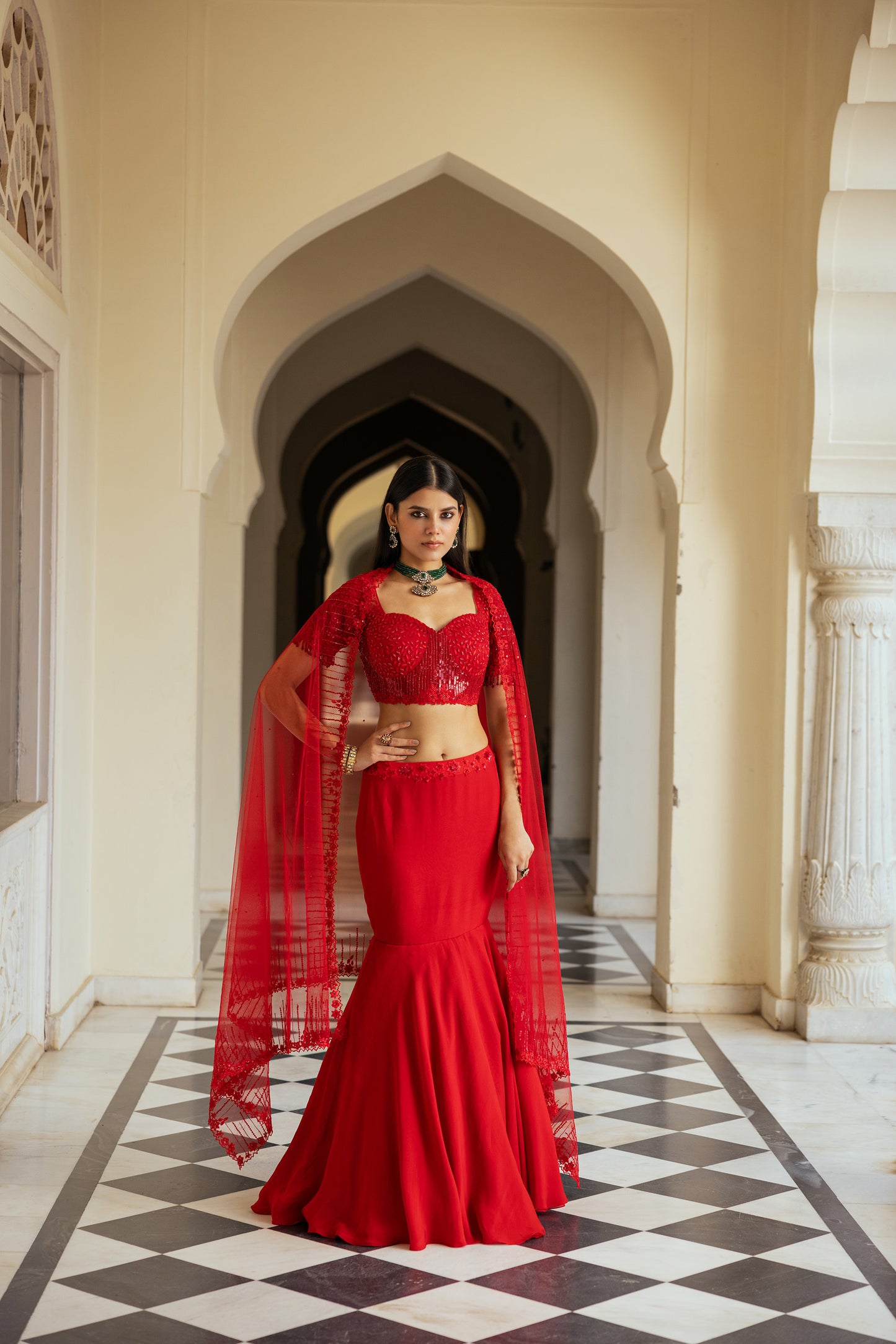 Aurora Red Lehenga Set