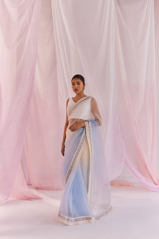 Renee Silk Organza Dori embroidered Ivory Saree Set