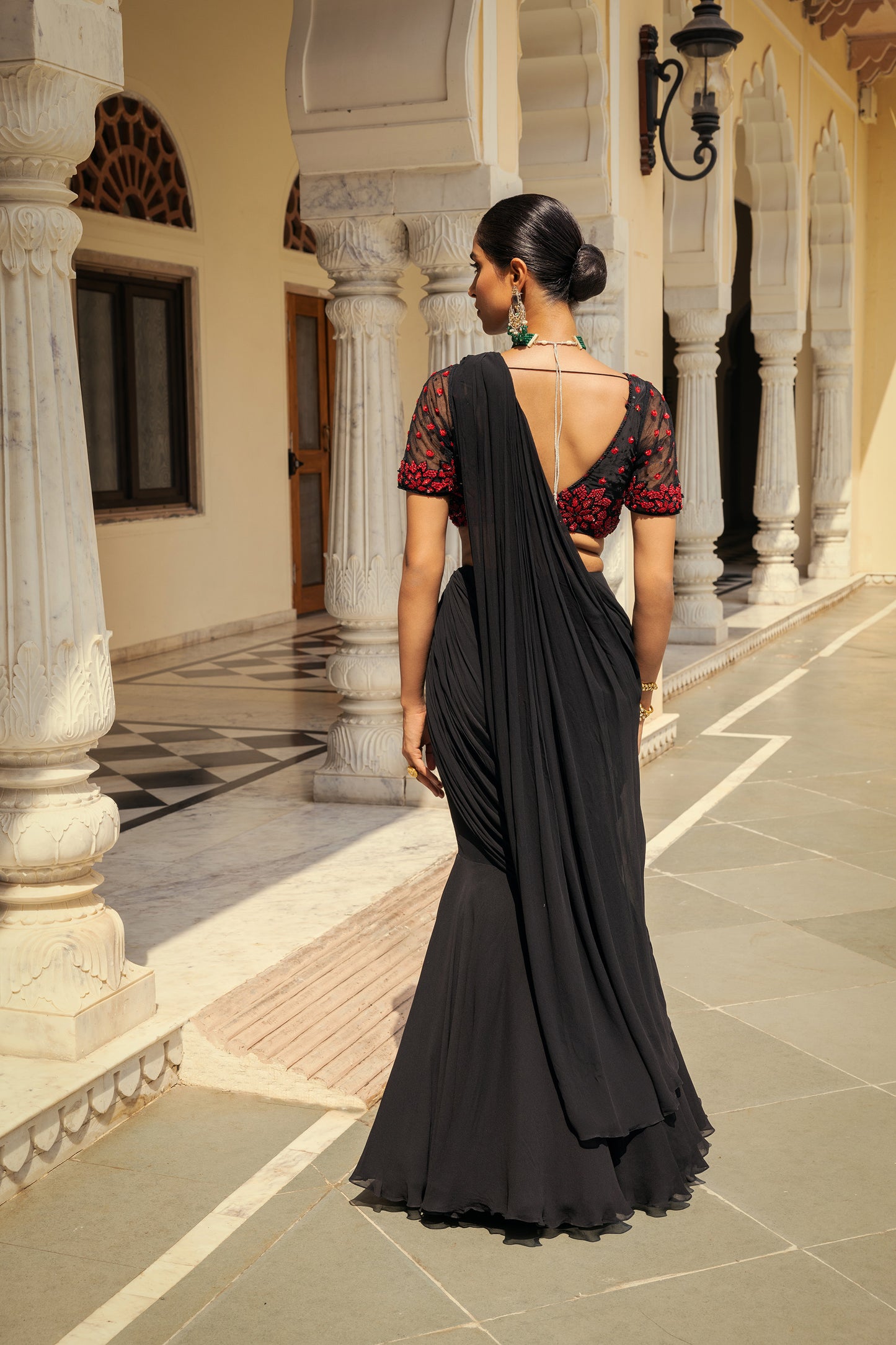 Stardust Black Georgette Drape Saree