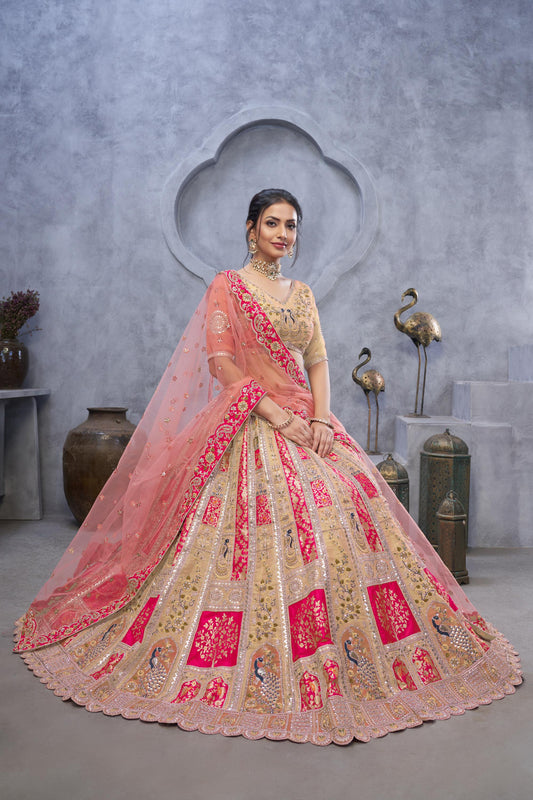 Radiant Magenta Banarasi Silk Zari Embroidery Bridal Lehenga