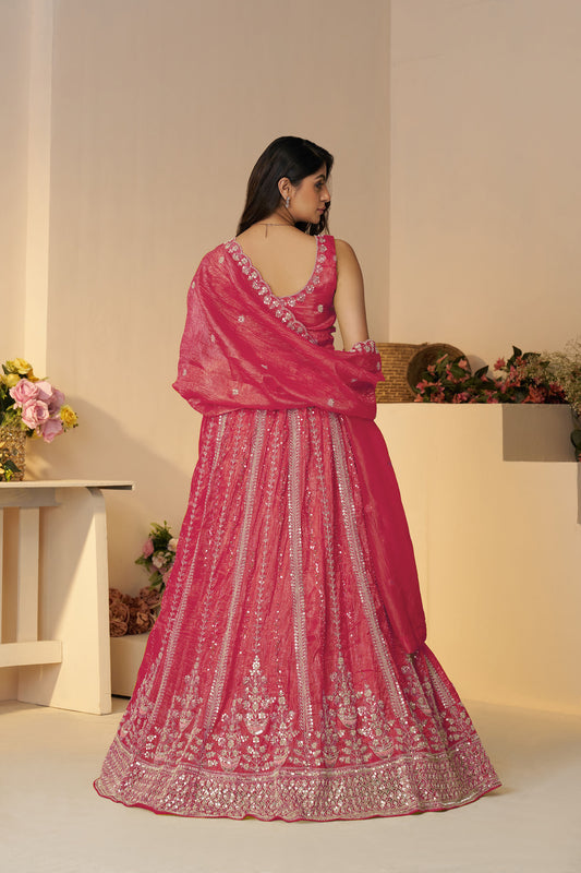 Pink Zari Work Jimmy Choo Bridesmaid Lehenga