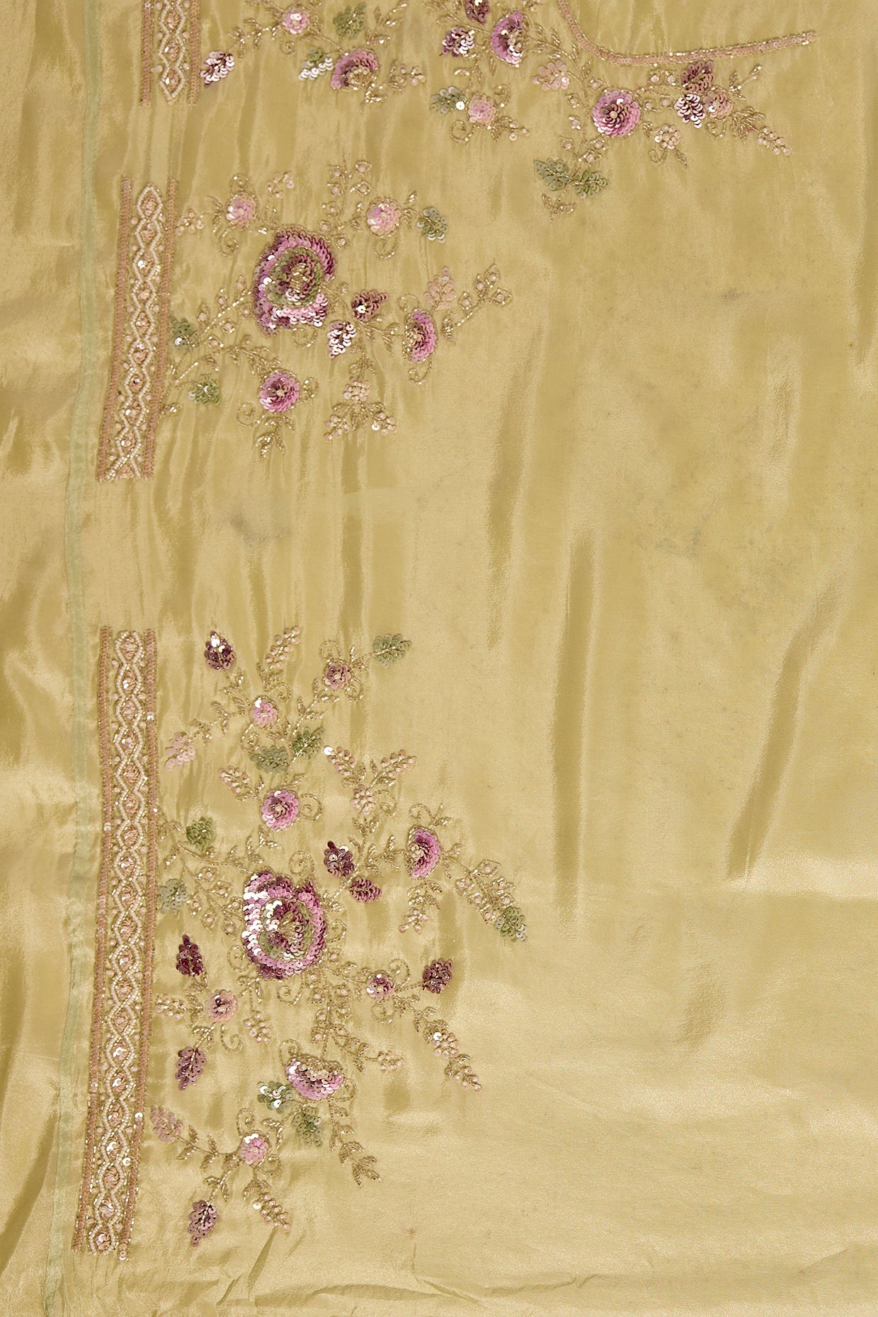 mint tissue hand & machine embroidered saree