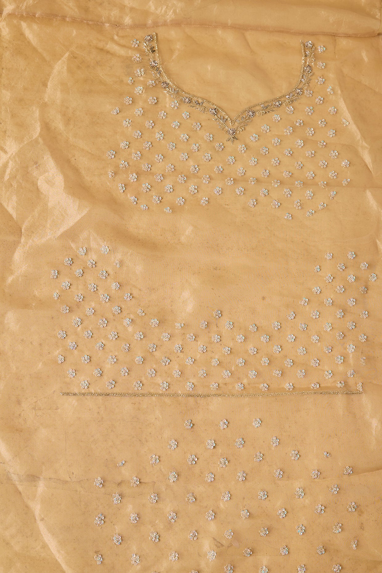 gold tissue hand & machine embroidered saree