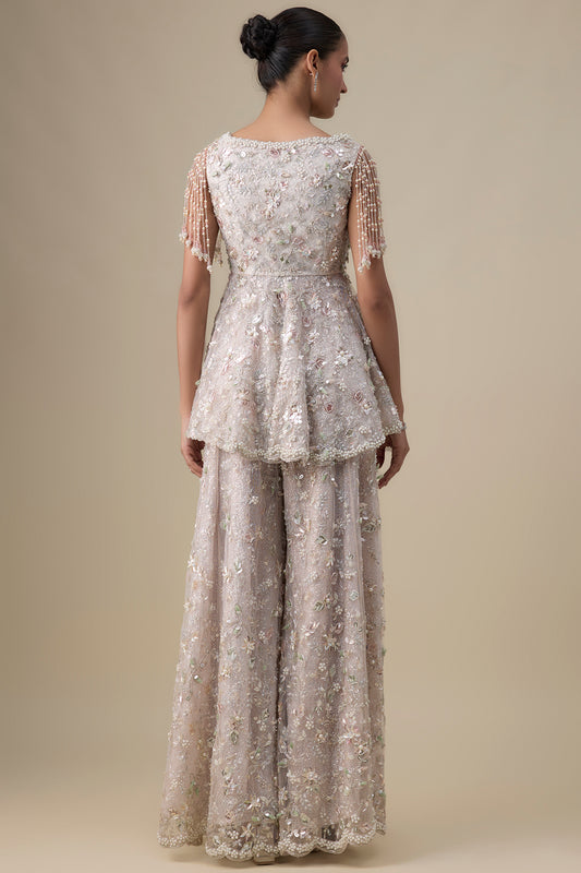 grey organza sharara set