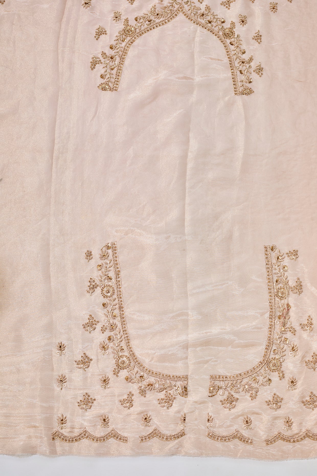 gold tissue hand & machine embroidered saree set