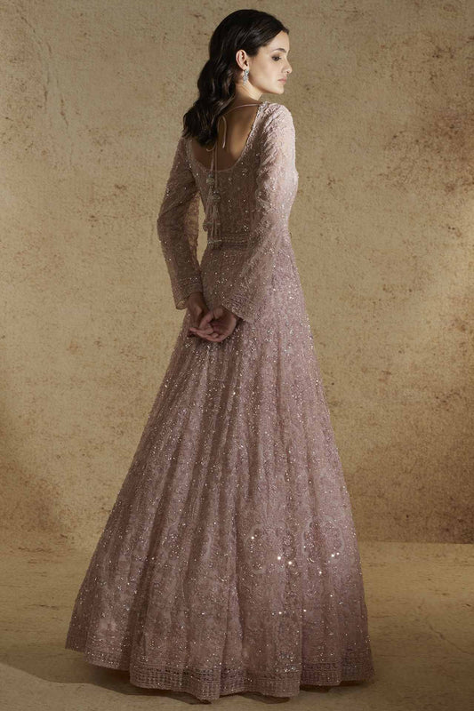 mauve hand embellished gown