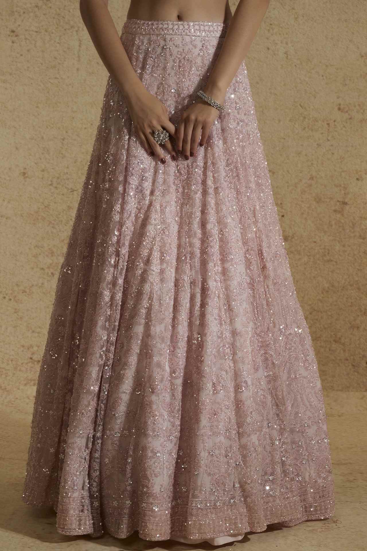 mauve net embellished gown