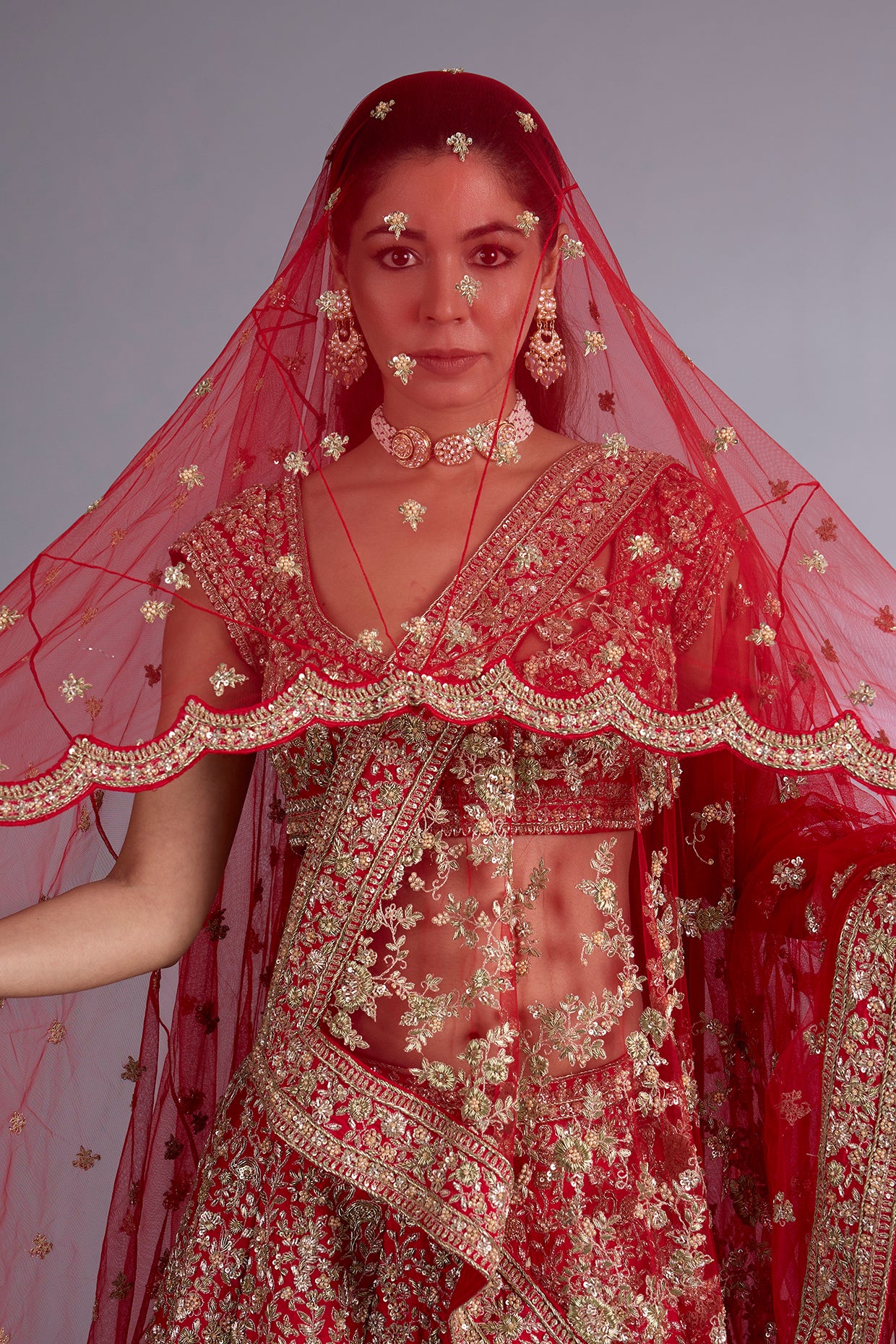 red raw silk lehenga set