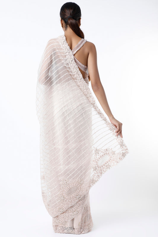 blush pink embellished saree set