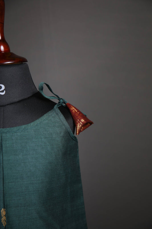 Swara - Tie up Dress in Kanchi Cotton in Teal