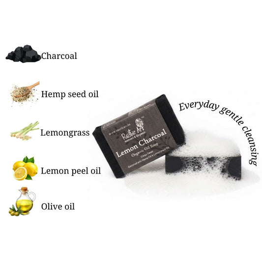Lemon Charcoal Soap (100gm), Rustic Art