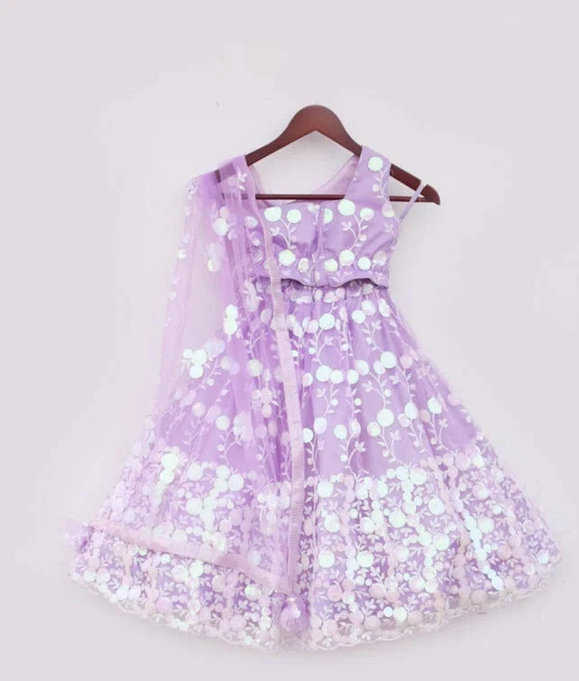 Lilac Embroidered Lehenga Choli