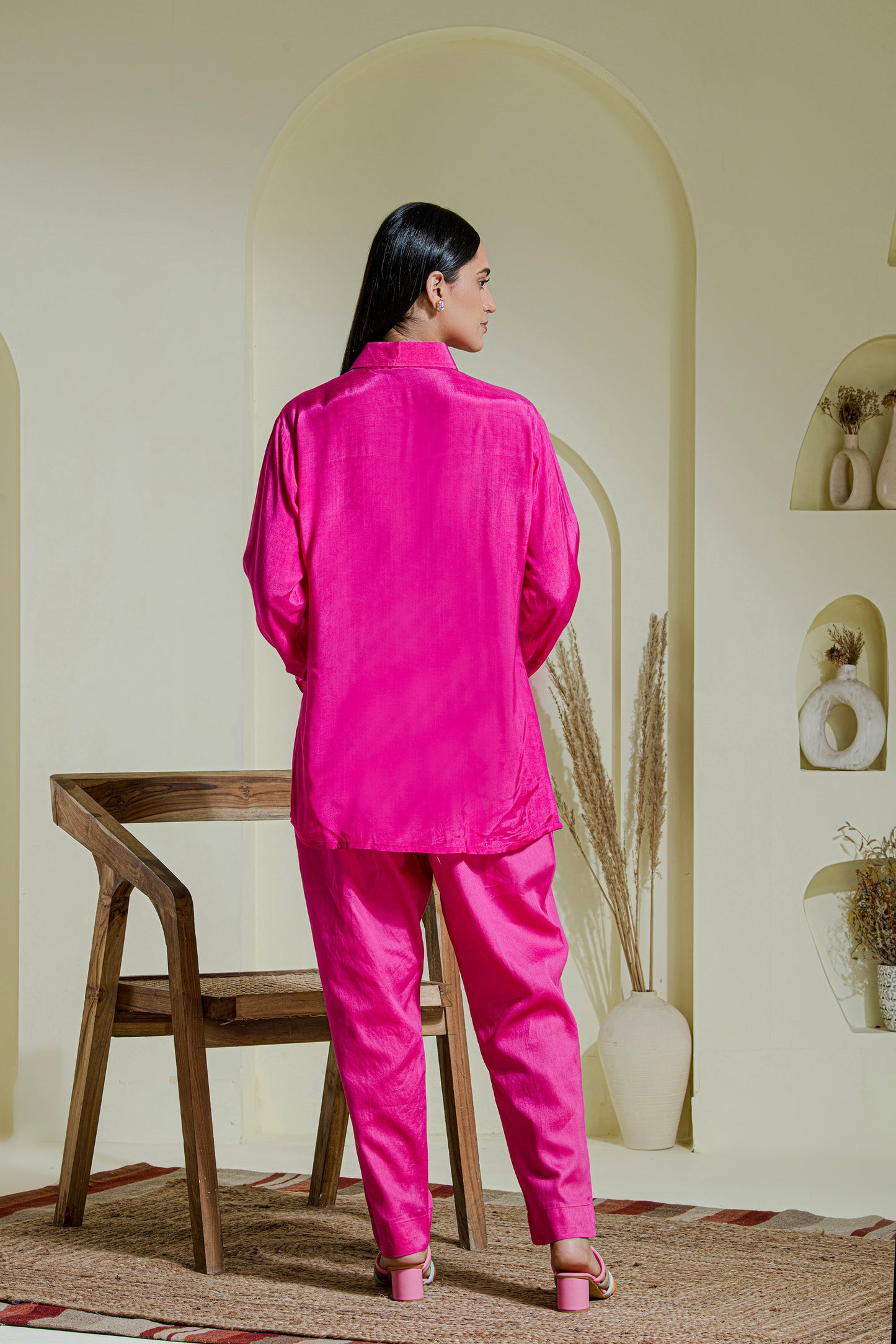 Magenta hand embroidered co-ord set