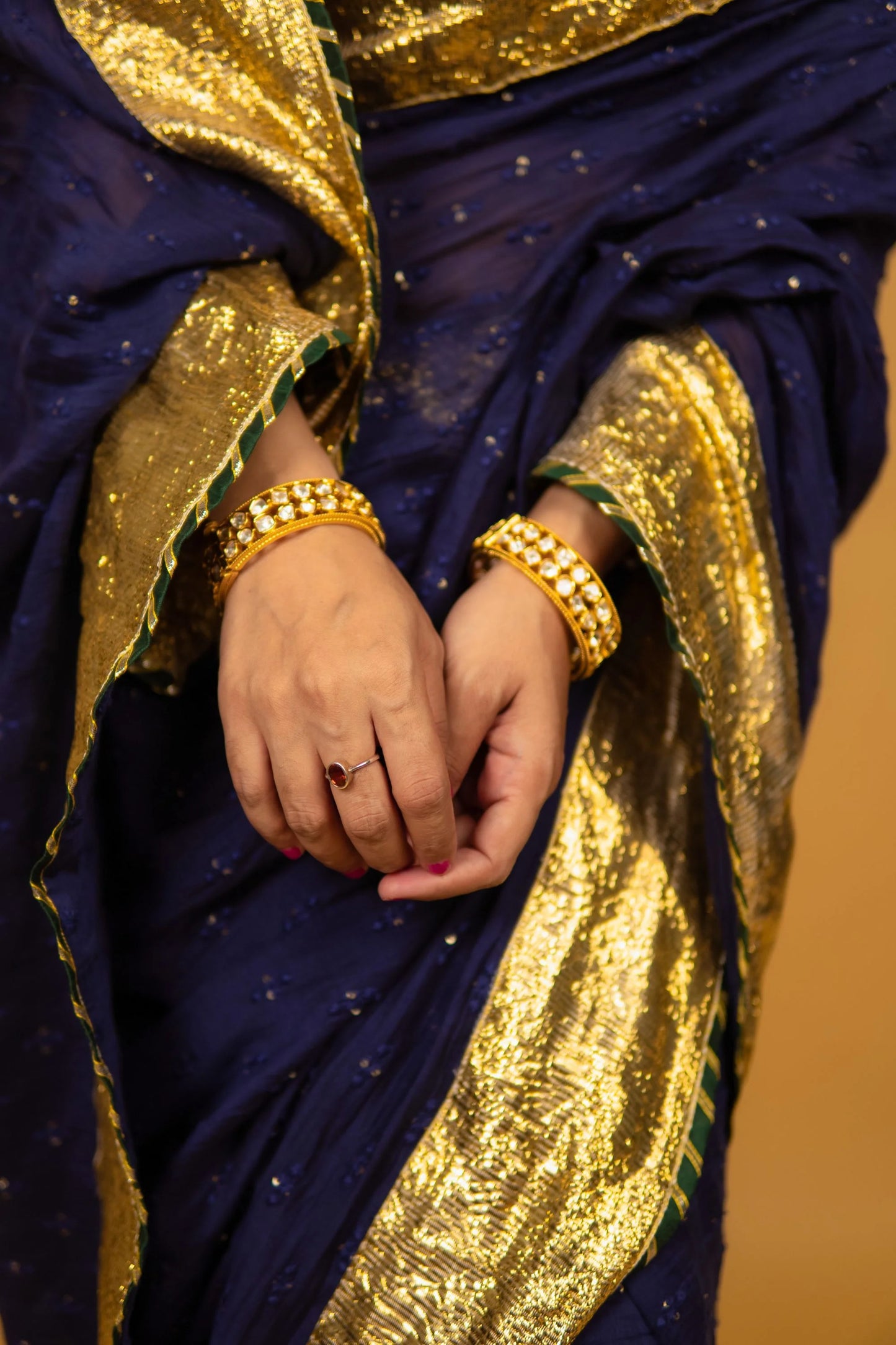 Neel Dark Blue Chanderi Sitara Saree