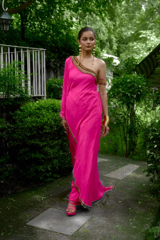 Pink Bridesmaid saree