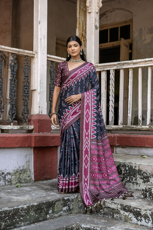 Black Niyti Cotton Silk Zari woven Saree