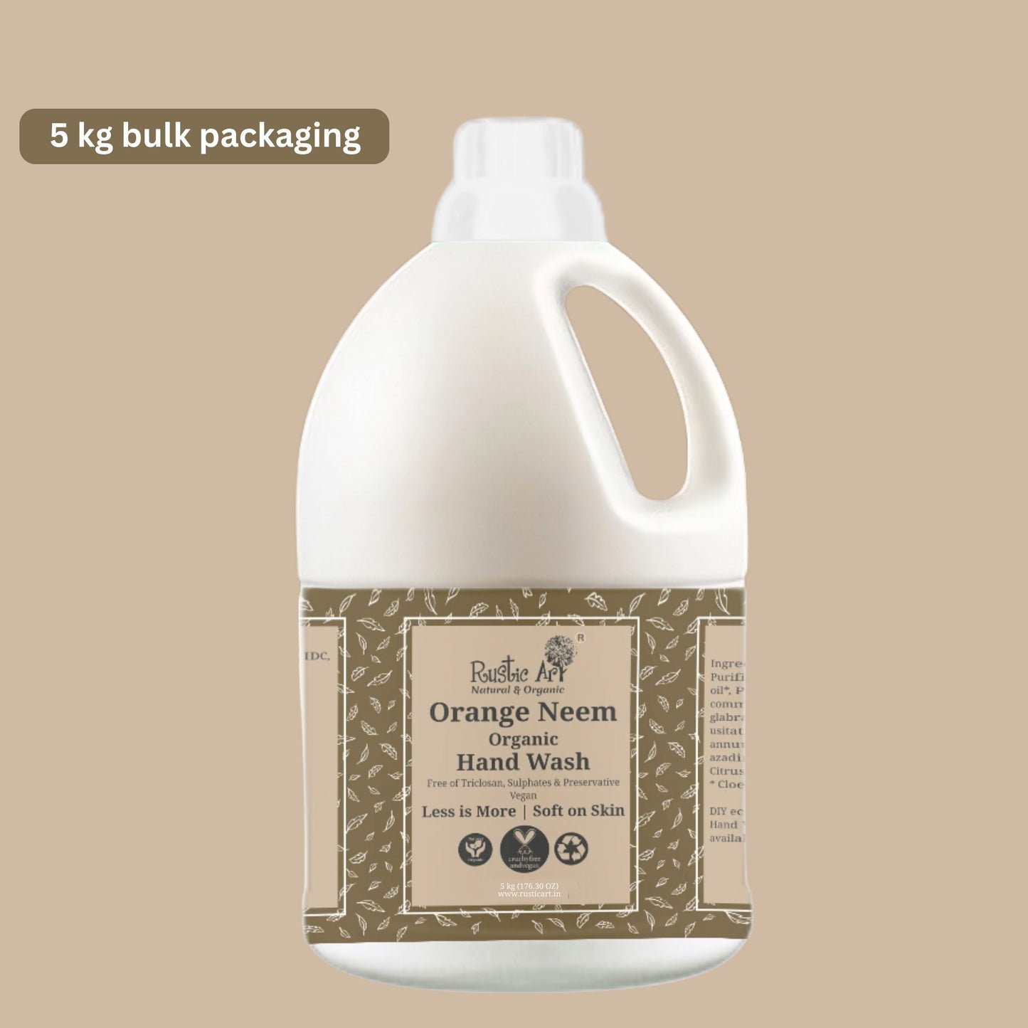 Orange Neem Hand Wash (5 liter Refill Pack), Rustic Home
