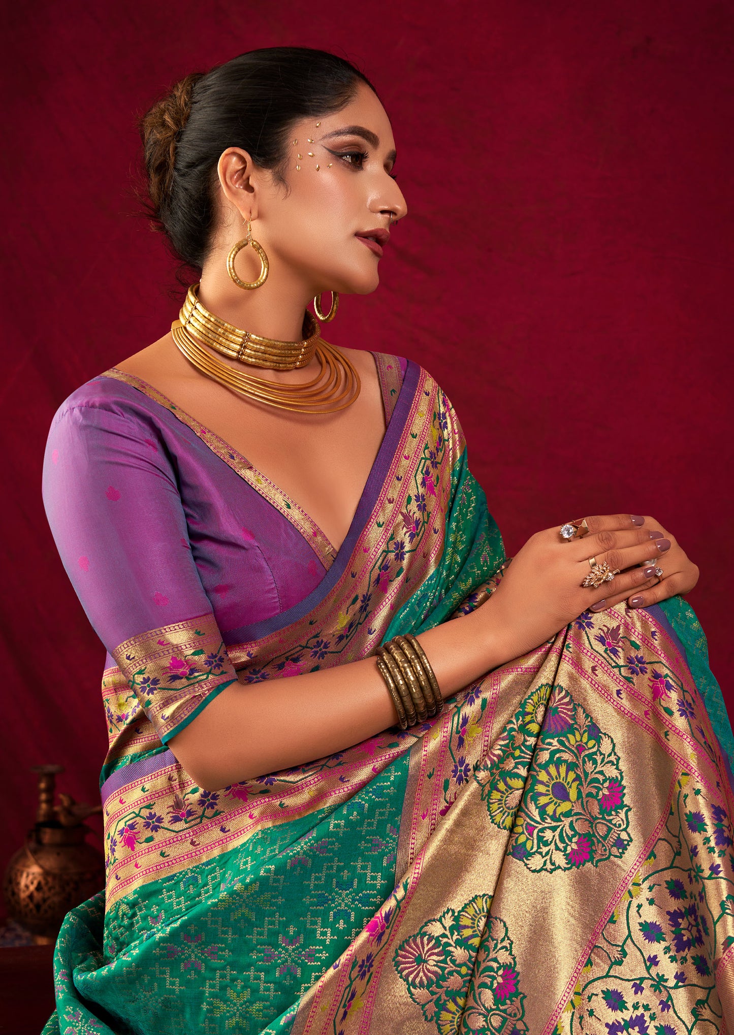 Bansi Rama Paithani Silk Meenakari weaves Zari Saree