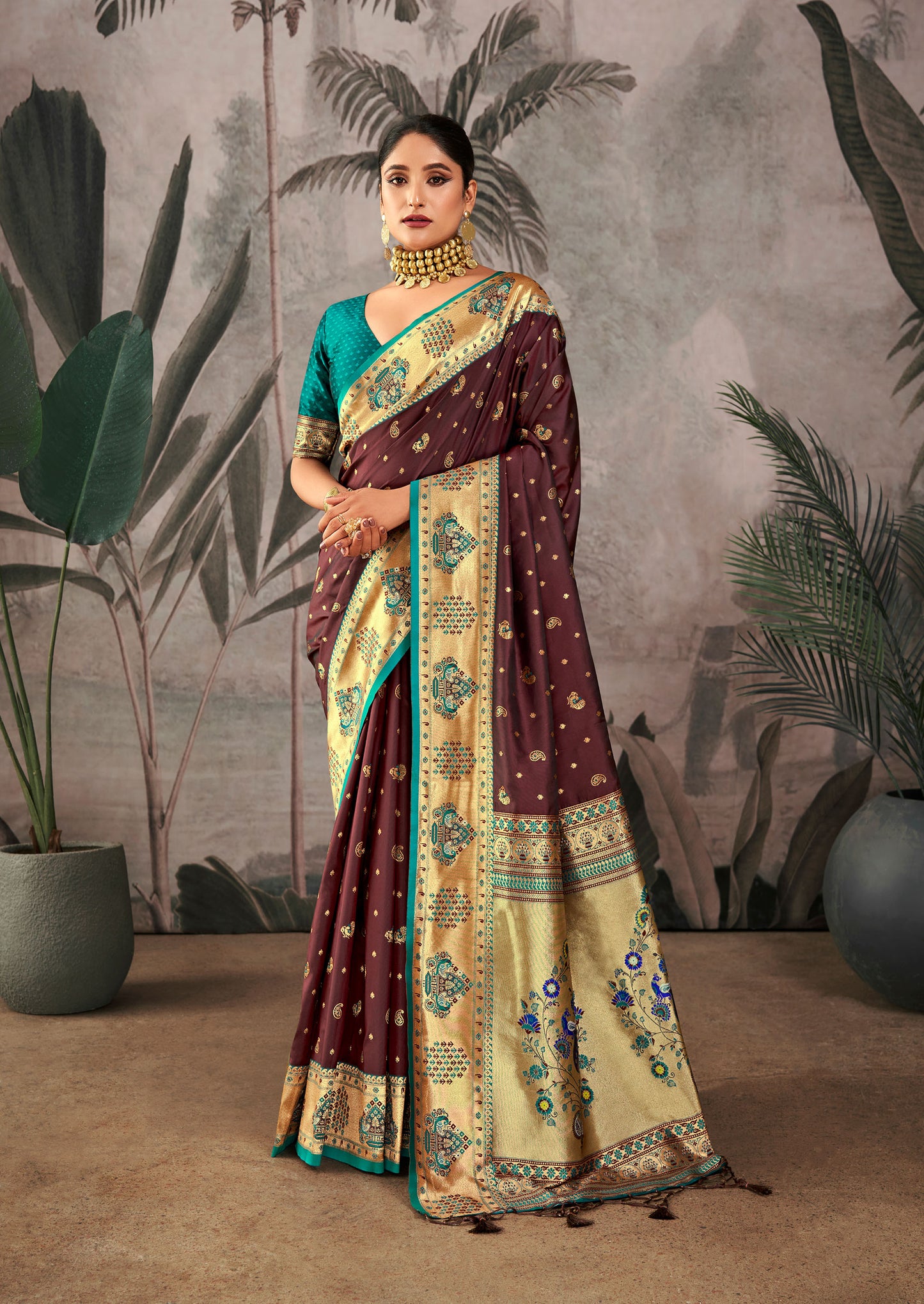 Isha Maroon Paithani Silk Zari woven Saree