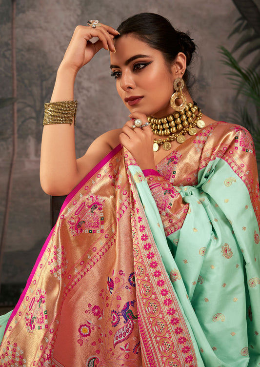 Isha Sea Green Paithani Silk Zari woven Saree