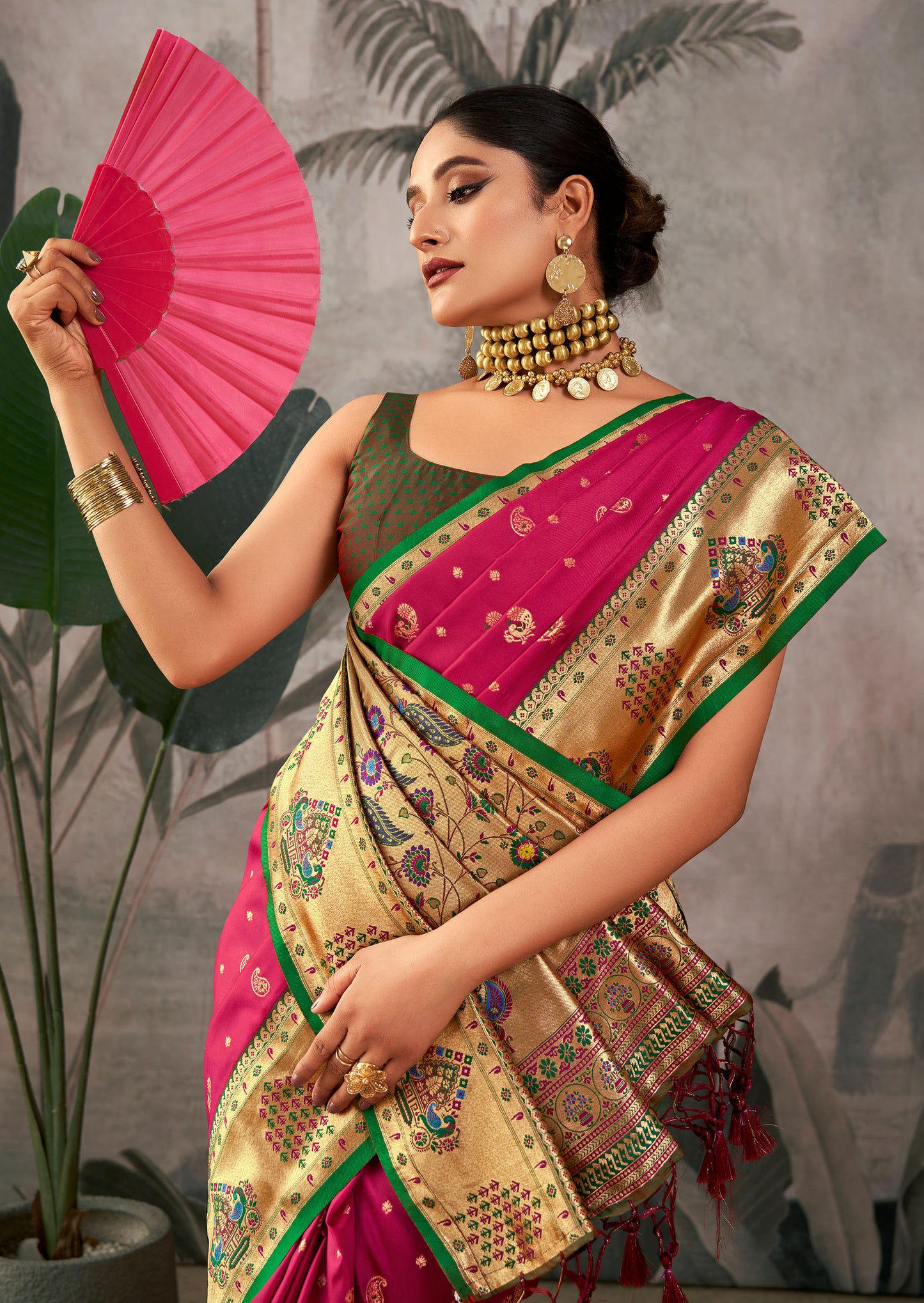 Isha Wine Paithani Silk Zari woven Saree