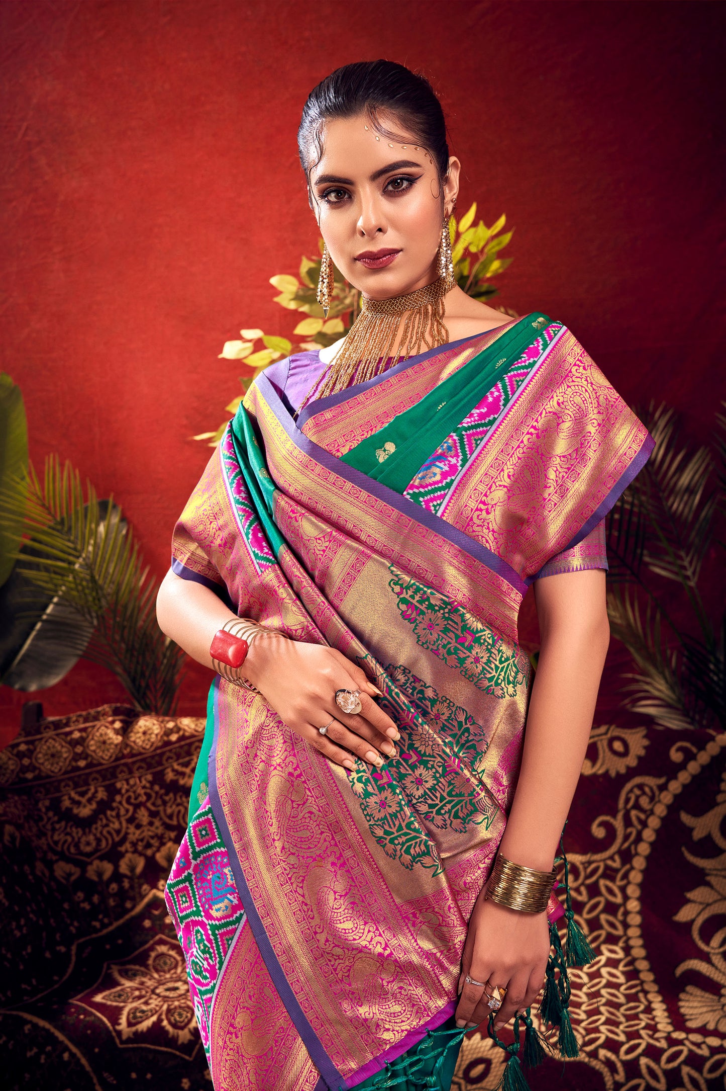 Nidhi Rama Paithani Silk Zari woven Patola Border Saree