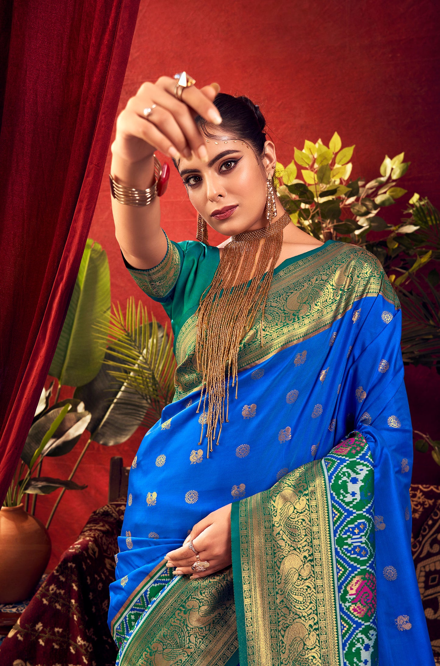 Nidhi Royal Blue Paithani Silk Zari woven Patola Border Saree