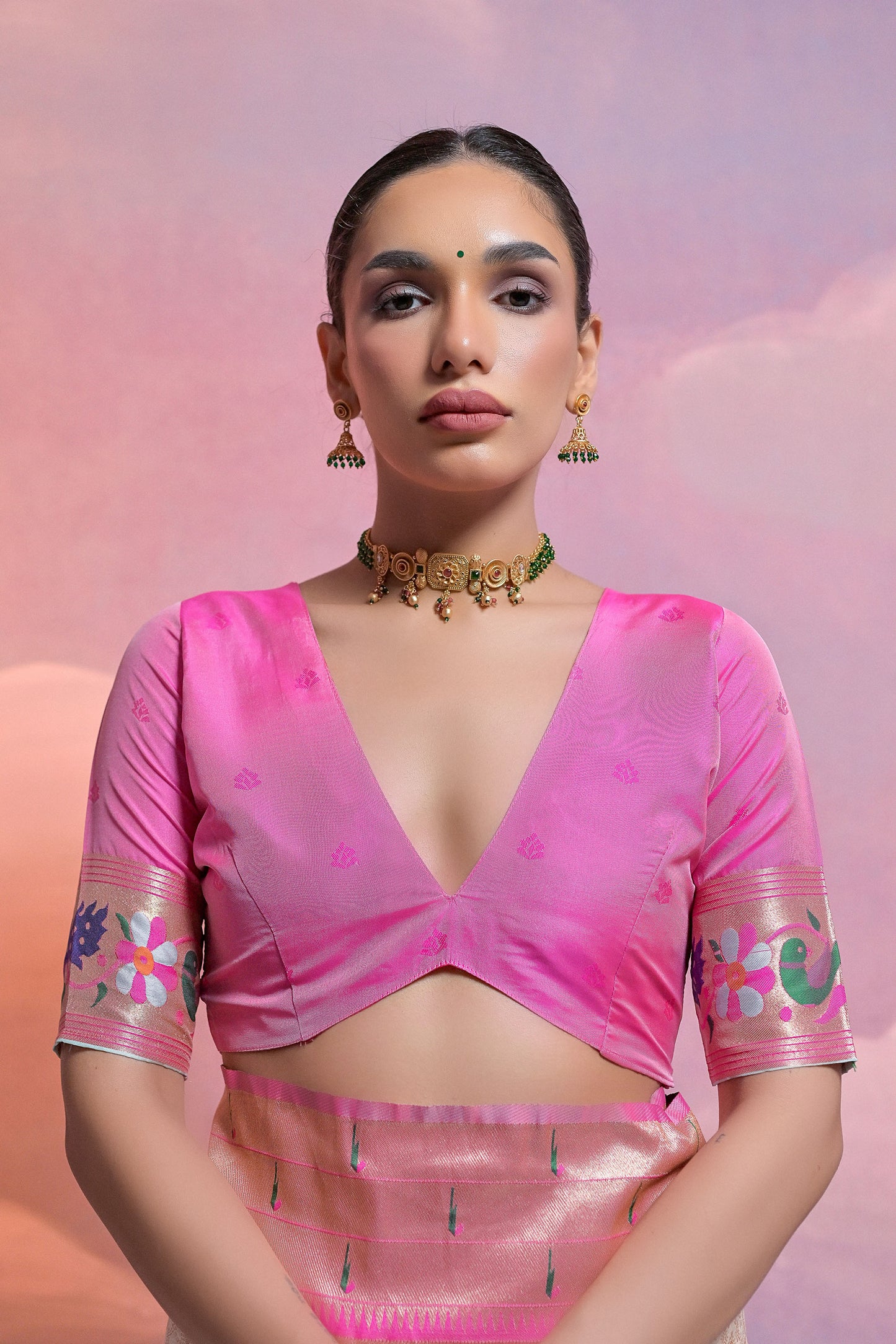 Sea Green Paithani Silk Meenakari Zari Woven Saree