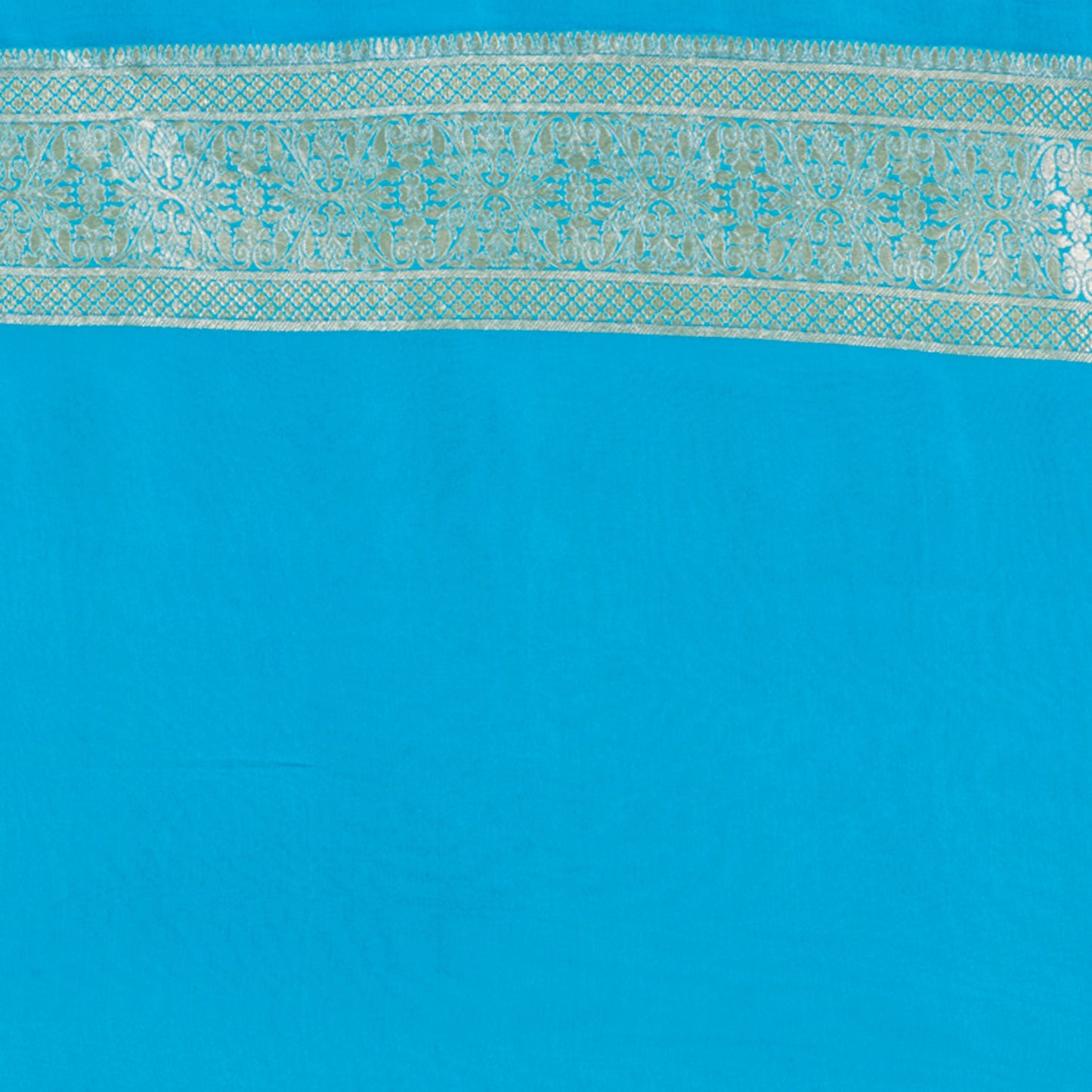 Turquoise Blue Georgette Khaddi Pure Silk Saree - Panaya