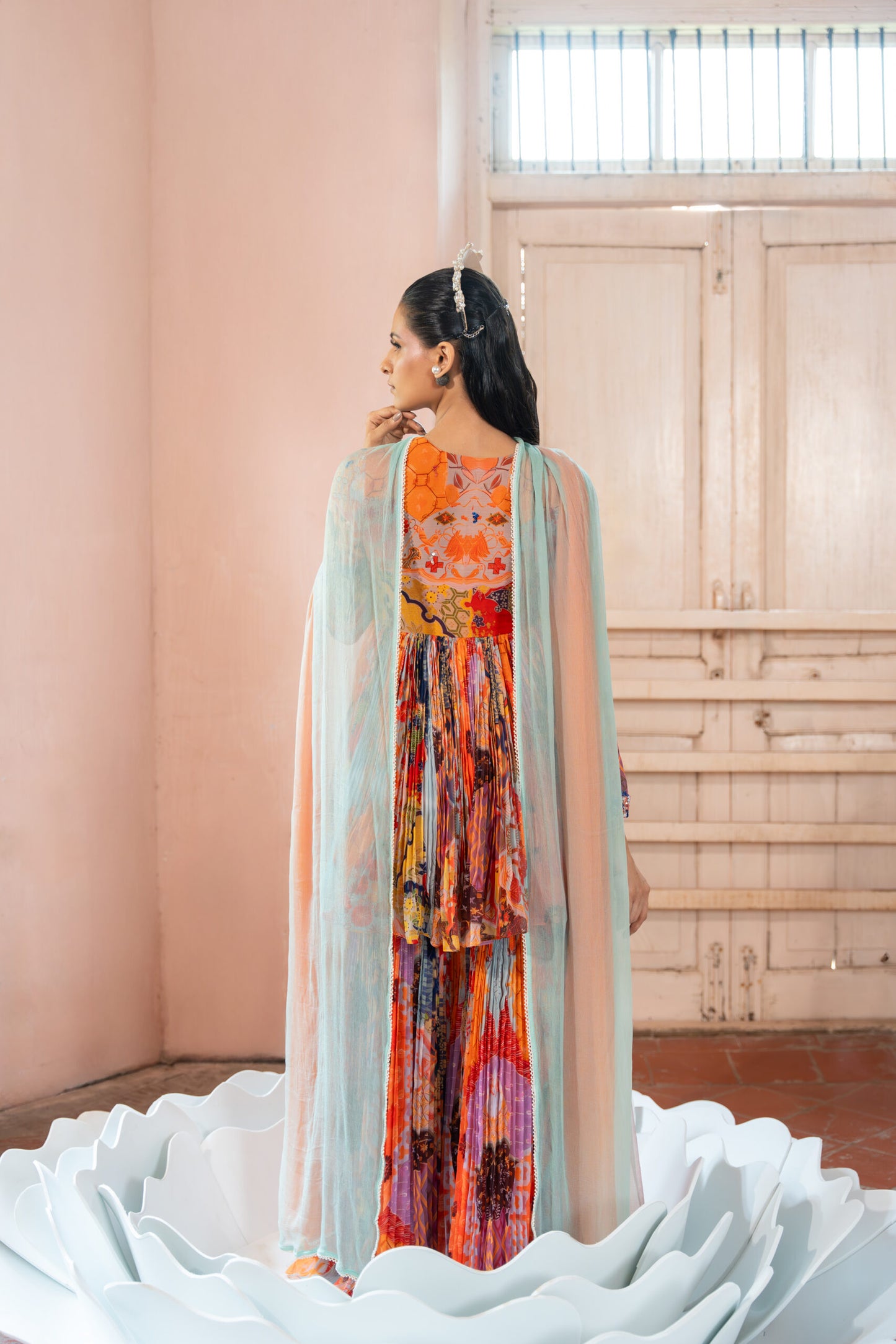 Eclectic Orange Sharara Set