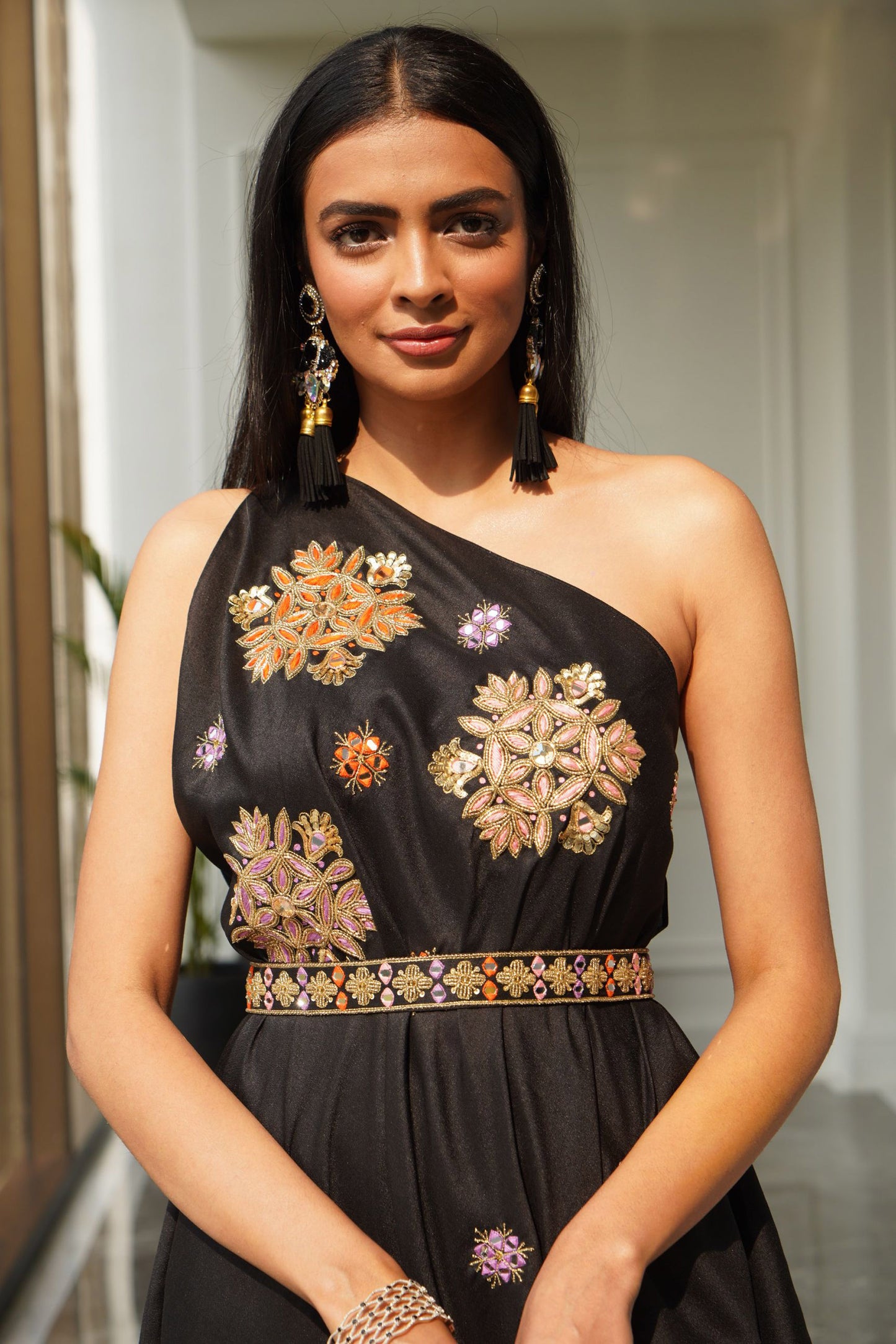 Black Lara drape set