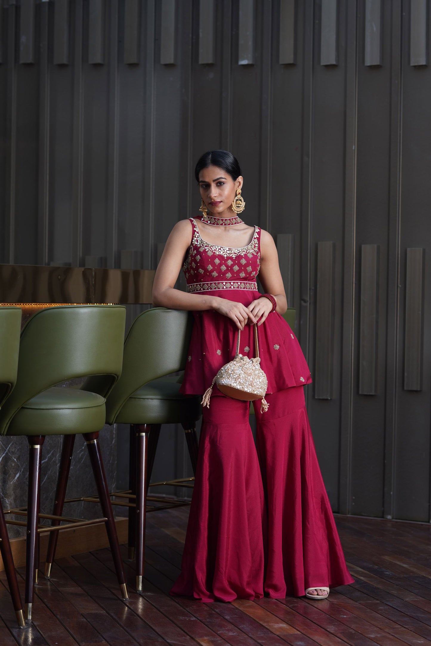 Maroon Aisha sharara set