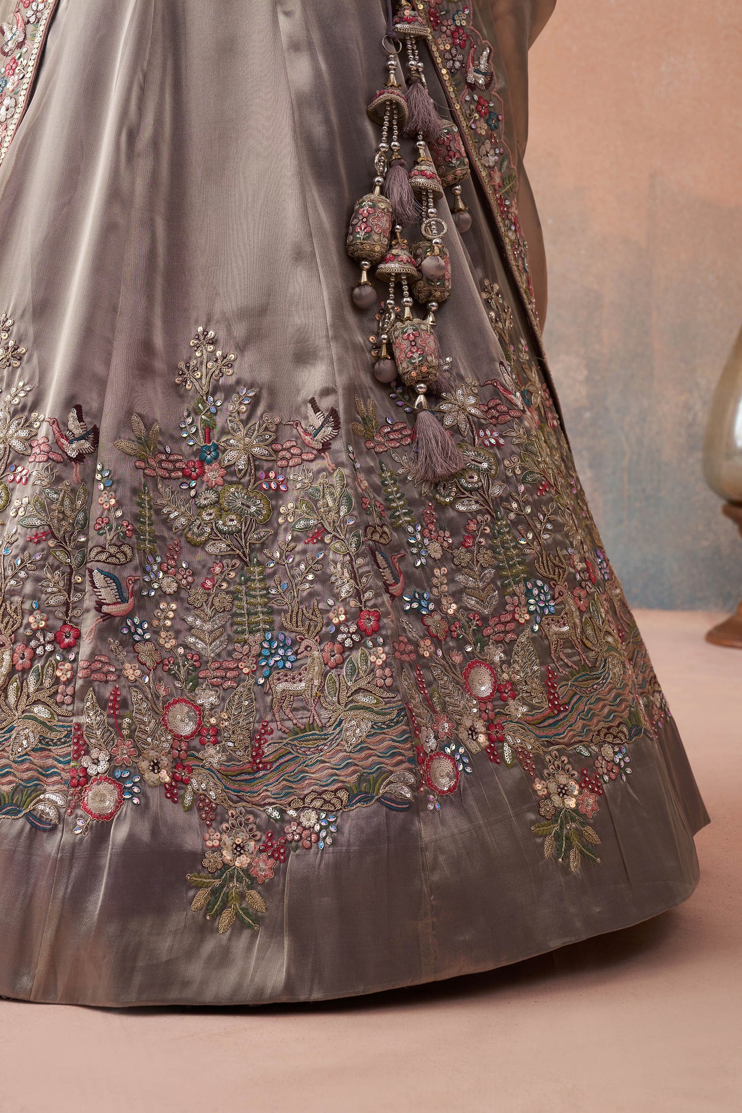 Lavender Tissue Sequinned with Zarkan Embroidered Sangeet Lehenga