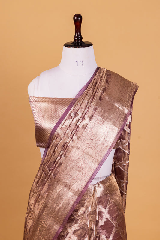 Purple Tissue Pure Silk Dyed Sare - Panaya