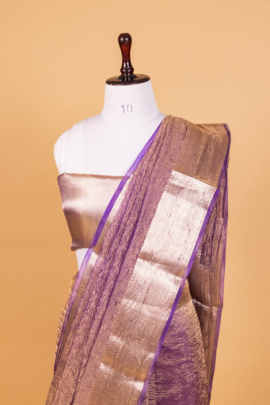 Purple Tissue Pure Silk Dyed Saree - Panaya