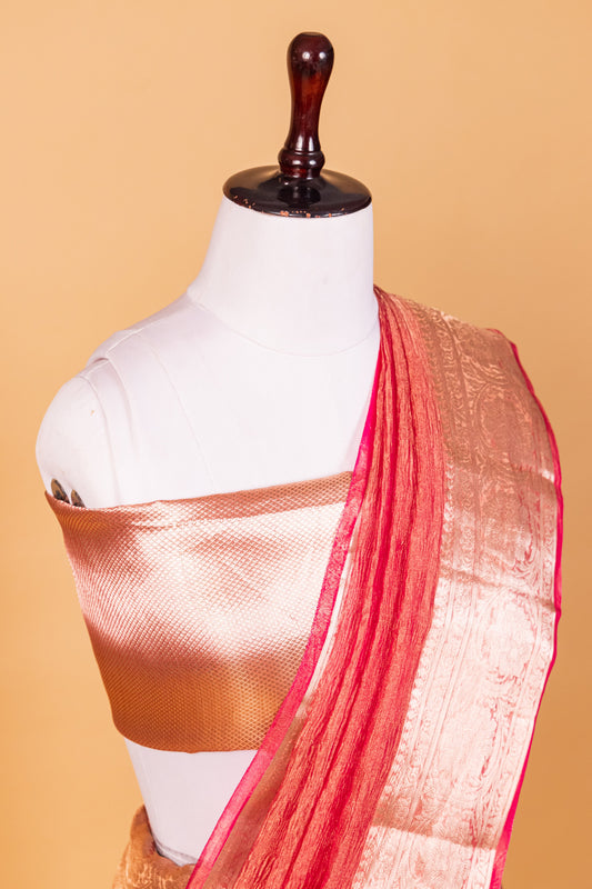 Pink Tissue Pure Silk Dyed Saree - Panaya