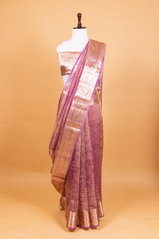 Magenta Tissue Pure Silk Dyed Saree - Panaya