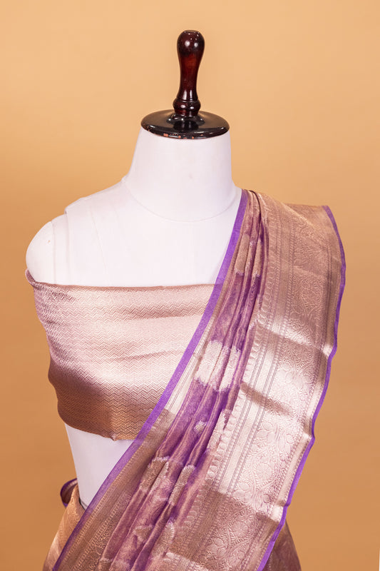 Purple Tissue Pure Silk Dyed Saree - Panaya