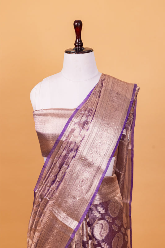 Purple Tissue Pure Silk Dyed Saree - Panaya