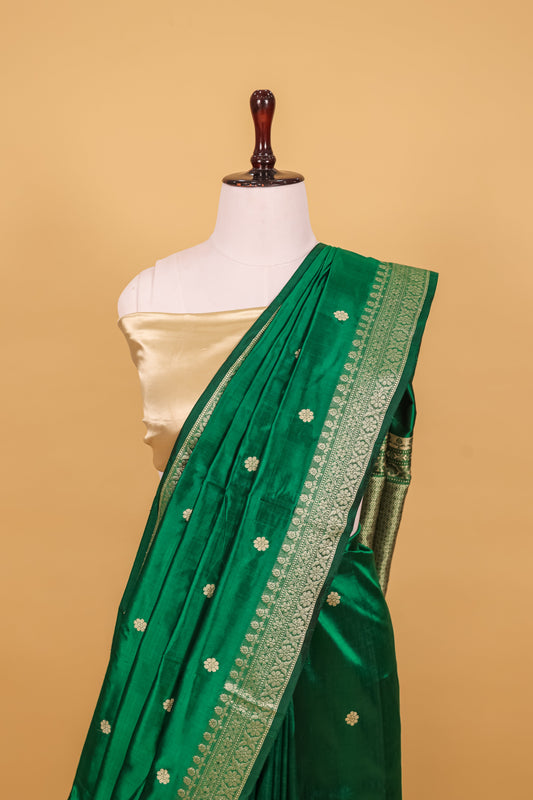 Green Katan Pure Silk Kadhwa Saree - Panaya