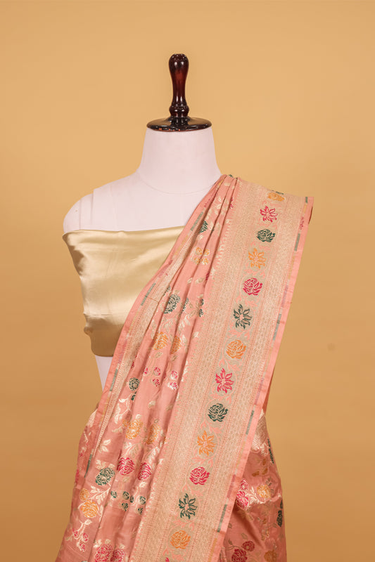 Pink Katan Pure Silk Cutwork Saree - Panaya