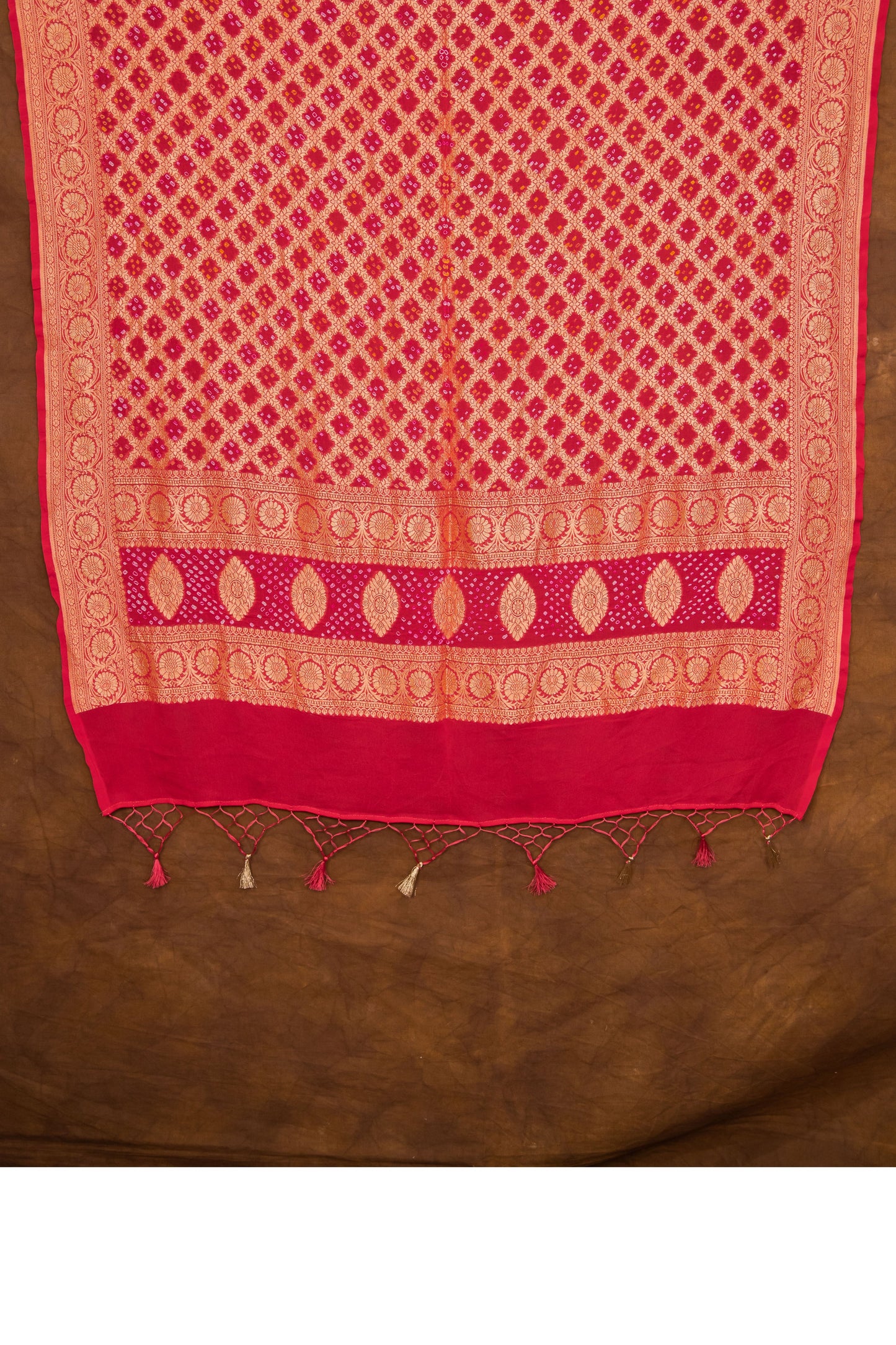 Rani Pink Georgette Khaddi Pure Silk Dupatta - Panaya