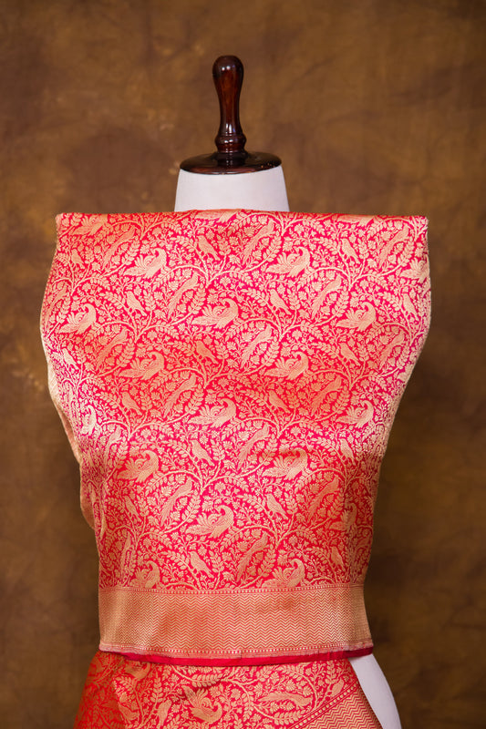 Pink Katan Pure Silk Dupatta - Panaya